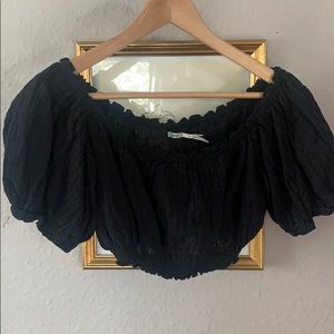 Off the shoulder black crop top